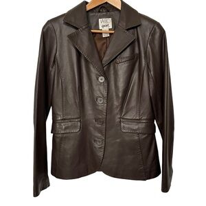 Women's vintage “Gilmour Girls” style Brown Leather Blazer Jacket